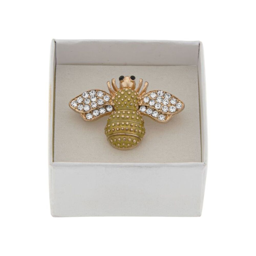 Gold Colored Bumblebee Brooch Pin with Pave Crystal Accents - Picture 9 of 9